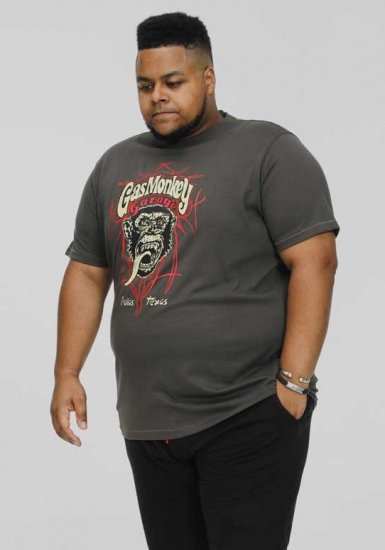 D555 DALLAS Official Gas Monkey Printed Crew Neck T-Shirt Khaki - T-shirts - T-shirts i store størrelser - 2XL-14XL