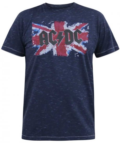 D555 DENNIS Official AC/DC Printed Crew Neck T-Shirt Navy Reno - T-shirts - T-shirts i store størrelser - 2XL-14XL