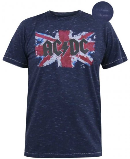 D555 DENNIS Official AC/DC Printed Crew Neck T-Shirt Navy Reno - T-shirts - T-shirts i store størrelser - 2XL-14XL