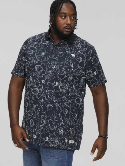 D555 ROLAND Printed Polo Shirt Navy - Polotrøjer - Polotrøjer 2XL-8XL