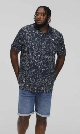 D555 ROLAND Printed Polo Shirt Navy - Polotrøjer - Polotrøjer 2XL-8XL