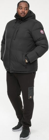 D555 DOMENIC Quilted Puffer Jacket With Half Micro Fleece Lining And Hood Black - Jakker - Jakker i store størrelser, 2XL- 12XL