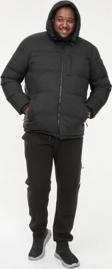 D555 DOMENIC Quilted Puffer Jacket With Half Micro Fleece Lining And Hood Black - Jakker - Jakker i store størrelser, 2XL- 12XL
