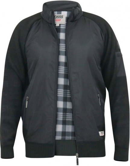 D555 MARSDEN Hybrid Knitted Jacket With Bonded Fleece Lining Black - Jakker - Jakker i store størrelser, 2XL- 12XL