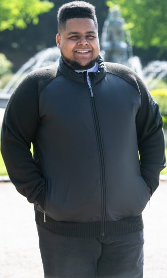 D555 MARSDEN Hybrid Knitted Jacket With Bonded Fleece Lining Black - Jakker - Jakker i store størrelser, 2XL- 12XL