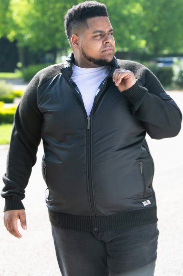 D555 MARSDEN Hybrid Knitted Jacket With Bonded Fleece Lining Black - Jakker - Jakker i store størrelser, 2XL- 12XL