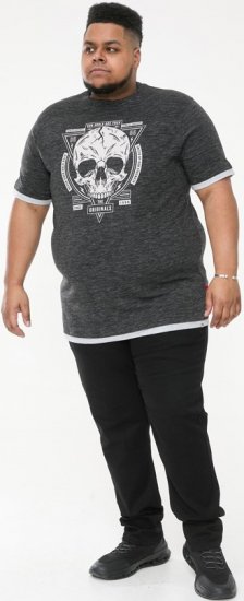 D555 DARREN Skull Printed T-Shirt With Double Layer On Hem & Cuff Black Reno - T-shirts - T-shirts i store størrelser - 2XL-14XL