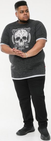 D555 DARREN Skull Printed T-Shirt With Double Layer On Hem & Cuff Black Reno - T-shirts - T-shirts i store størrelser - 2XL-14XL