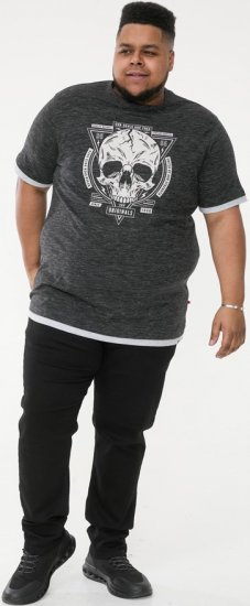 D555 DARREN Skull Printed T-Shirt With Double Layer On Hem & Cuff Black Reno - T-shirts - T-shirts i store størrelser - 2XL-14XL