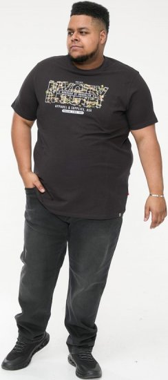 D555 EDWALTON NYCTY Camo Printed Crew Neck T-Shirt Washed Black - T-shirts - T-shirts i store størrelser - 2XL-14XL