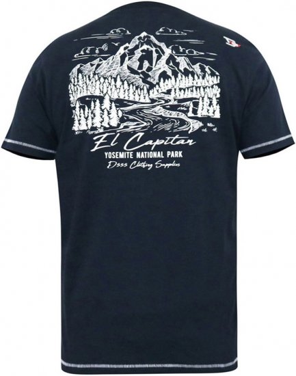 D555 GRAHAM YOSEMITE Chest And Back Printed Crew Neck T-Shirt Navy - T-shirts - T-shirts i store størrelser - 2XL-14XL