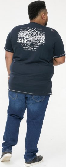 D555 GRAHAM YOSEMITE Chest And Back Printed Crew Neck T-Shirt Navy - T-shirts - T-shirts i store størrelser - 2XL-14XL