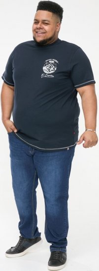 D555 GRAHAM YOSEMITE Chest And Back Printed Crew Neck T-Shirt Navy - T-shirts - T-shirts i store størrelser - 2XL-14XL