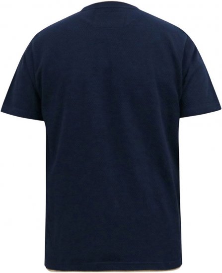 D555 SANDFORD Double Layer On Neck Ribs And Hem Waffle Textured T-Shirt Navy - T-shirts - T-shirts i store størrelser - 2XL-14XL