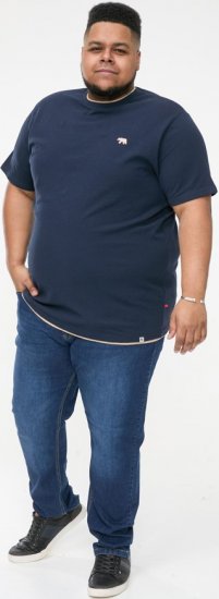 D555 SANDFORD Double Layer On Neck Ribs And Hem Waffle Textured T-Shirt Navy - T-shirts - T-shirts i store størrelser - 2XL-14XL