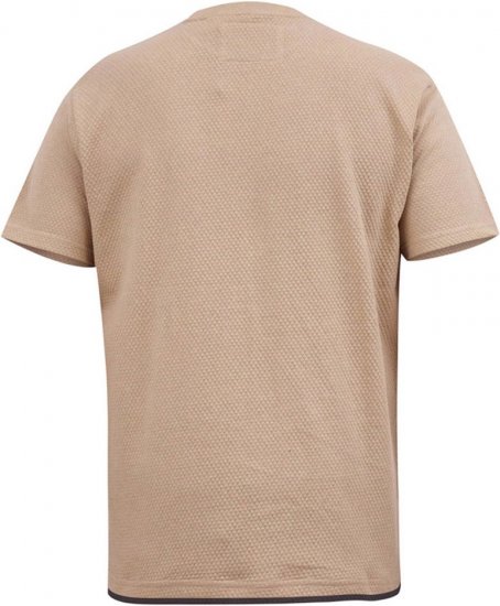 D555 SANDFORD Double Layer On Neck Ribs And Hem Waffle Textured T-Shirt Beige - T-shirts - T-shirts i store størrelser - 2XL-14XL