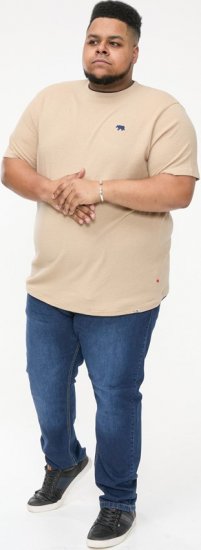 D555 SANDFORD Double Layer On Neck Ribs And Hem Waffle Textured T-Shirt Beige - T-shirts - T-shirts i store størrelser - 2XL-14XL