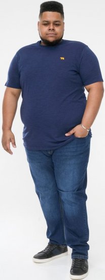 D555 ORSTON Reno Fabric Crew Neck T-Shirt With Chest Embroidery Blue Reno - T-shirts - T-shirts i store størrelser - 2XL-14XL