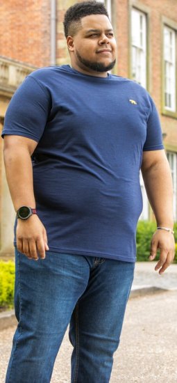 D555 ORSTON Reno Fabric Crew Neck T-Shirt With Chest Embroidery Blue Reno - T-shirts - T-shirts i store størrelser - 2XL-14XL