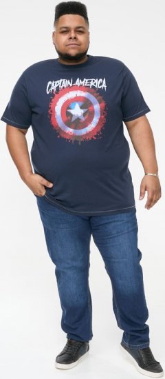 D555 ROGERS Official Captain America Printed T-Shirt Dark Navy - T-shirts - T-shirts i store størrelser - 2XL-14XL