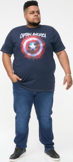 D555 ROGERS Official Captain America Printed T-Shirt Dark Navy - T-shirts - T-shirts i store størrelser - 2XL-14XL