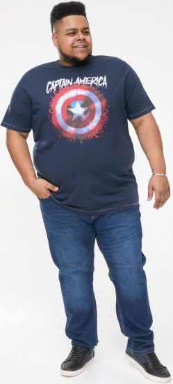 D555 ROGERS Official Captain America Printed T-Shirt Dark Navy - T-shirts - T-shirts i store størrelser - 2XL-14XL