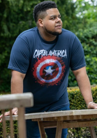 D555 ROGERS Official Captain America Printed T-Shirt Dark Navy - T-shirts - T-shirts i store størrelser - 2XL-14XL