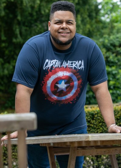 D555 ROGERS Official Captain America Printed T-Shirt Dark Navy - T-shirts - T-shirts i store størrelser - 2XL-14XL