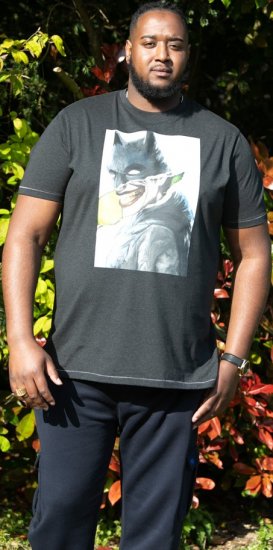 D555 MARTIN Official Batman Printed T-Shirt Washed Black - T-shirts - T-shirts i store størrelser - 2XL-14XL
