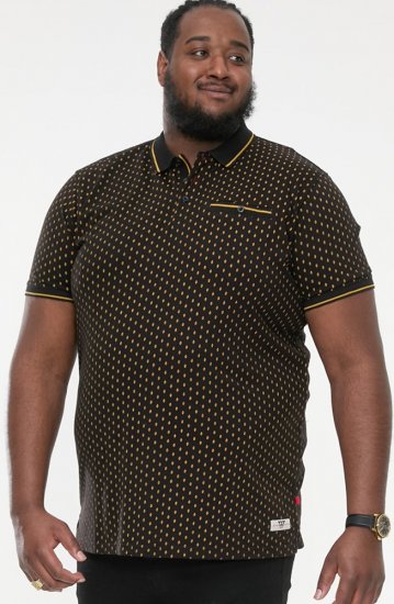 D555 RAUL AOP Jersey Polo With Jacquard Collar, Ribs And Chest Pocket Black - Polotrøjer - Polotrøjer 2XL-8XL