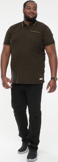 D555 RAUL AOP Jersey Polo With Jacquard Collar, Ribs And Chest Pocket Black - Polotrøjer - Polotrøjer 2XL-8XL