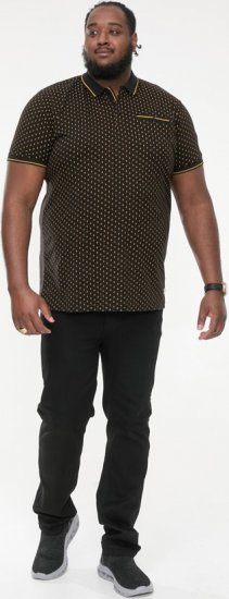 D555 RAUL AOP Jersey Polo With Jacquard Collar, Ribs And Chest Pocket Black - Polotrøjer - Polotrøjer 2XL-8XL