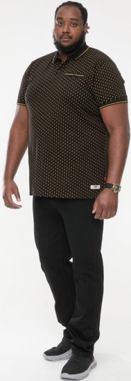 D555 RAUL AOP Jersey Polo With Jacquard Collar, Ribs And Chest Pocket Black - Polotrøjer - Polotrøjer 2XL-8XL
