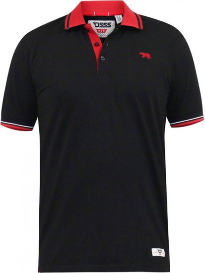 D555 CHESTER Pique Polo With Red Collar With Tipping Detail And Chest Embroidery Black - Polotrøjer - Polotrøjer 2XL-8XL