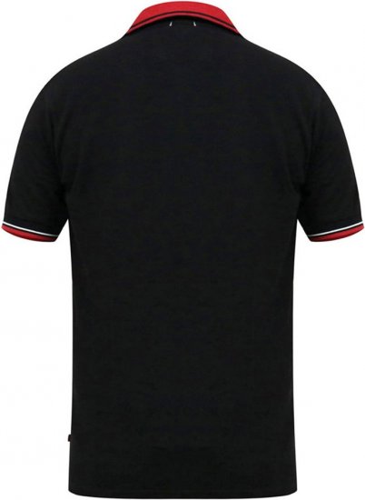 D555 CHESTER Pique Polo With Red Collar With Tipping Detail And Chest Embroidery Black - Polotrøjer - Polotrøjer 2XL-8XL