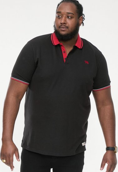 D555 CHESTER Pique Polo With Red Collar With Tipping Detail And Chest Embroidery Black - Polotrøjer - Polotrøjer 2XL-8XL