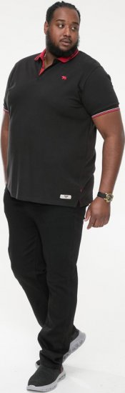 D555 CHESTER Pique Polo With Red Collar With Tipping Detail And Chest Embroidery Black - Polotrøjer - Polotrøjer 2XL-8XL