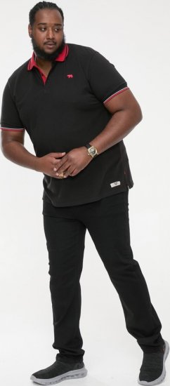 D555 CHESTER Pique Polo With Red Collar With Tipping Detail And Chest Embroidery Black - Polotrøjer - Polotrøjer 2XL-8XL