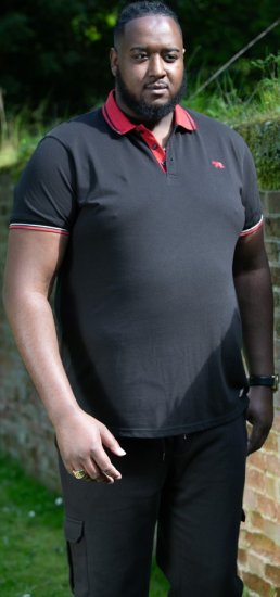 D555 CHESTER Pique Polo With Red Collar With Tipping Detail And Chest Embroidery Black - Polotrøjer - Polotrøjer 2XL-8XL