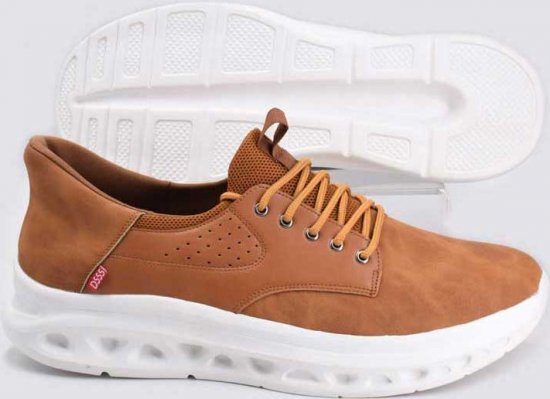 D555 Dartford 1 Kingsize Hands Free Shoes Pu & Faux Suede Top Tan - Herresko 40-52 - 