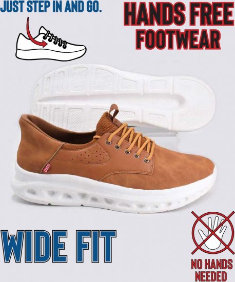 D555 Dartford 1 Kingsize Hands Free Shoes Pu & Faux Suede Top Tan - Herresko 40-52 - Herresko og sneakers str. 40-52