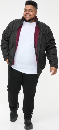 D555 Rudy Showerproof Fleece Lined Jacket With Packaway Hood - Black - Jakker - Jakker i store størrelser, 2XL- 12XL