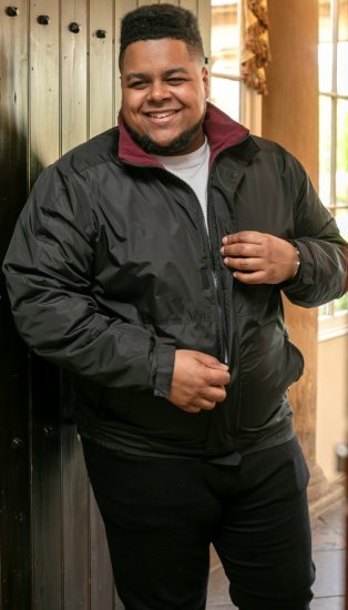 D555 Rudy Showerproof Fleece Lined Jacket With Packaway Hood - Black - Jakker - Jakker i store størrelser, 2XL- 12XL