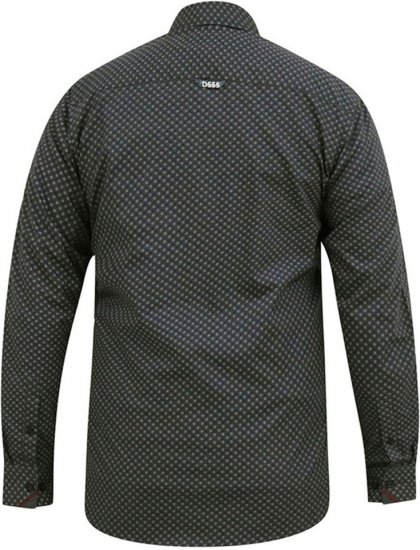 D555 KEATON Micro AOP Long Sleeve Shirt With Concealed Button Down Collar Grey - Skjorter - Skjorter til store mænd 2XL- 8XL