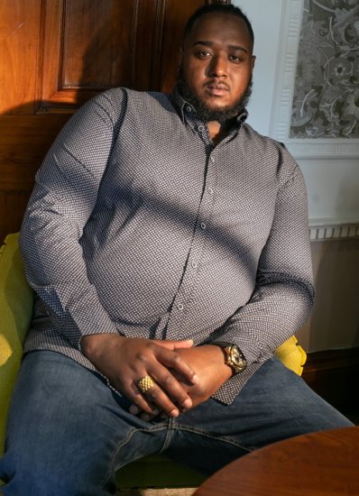 D555 MORGAN Micro AOP Long Sleeve Shirt With Concealed Button Down Collar Navy - Skjorter - Skjorter til store mænd 2XL- 8XL