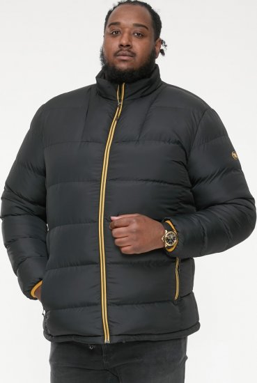D555 CRISTIANO Puffer Jacket With Binding On Cuffs And Embroidery Badge On Sleeve Black - Jakker - Jakker i store størrelser, 2XL- 12XL