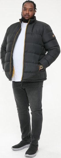 D555 CRISTIANO Puffer Jacket With Binding On Cuffs And Embroidery Badge On Sleeve Black - Jakker - Jakker i store størrelser, 2XL- 12XL