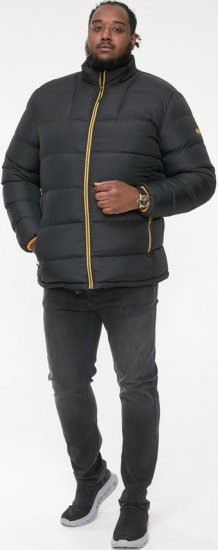D555 CRISTIANO Puffer Jacket With Binding On Cuffs And Embroidery Badge On Sleeve Black - Jakker - Jakker i store størrelser, 2XL- 12XL