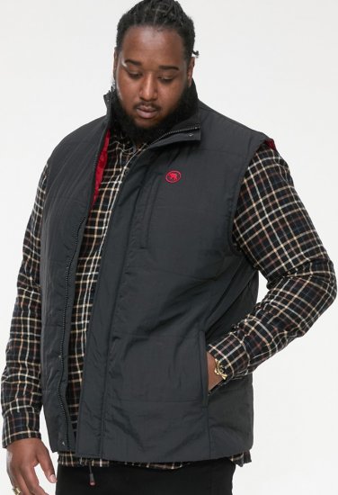D555 FELIPE Zip Through Padded Gilet With Contrast Colour Lining And Rubber Badge Black - Jakker - Jakker i store størrelser, 2XL- 12XL