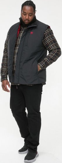 D555 FELIPE Zip Through Padded Gilet With Contrast Colour Lining And Rubber Badge Black - Jakker - Jakker i store størrelser, 2XL- 12XL